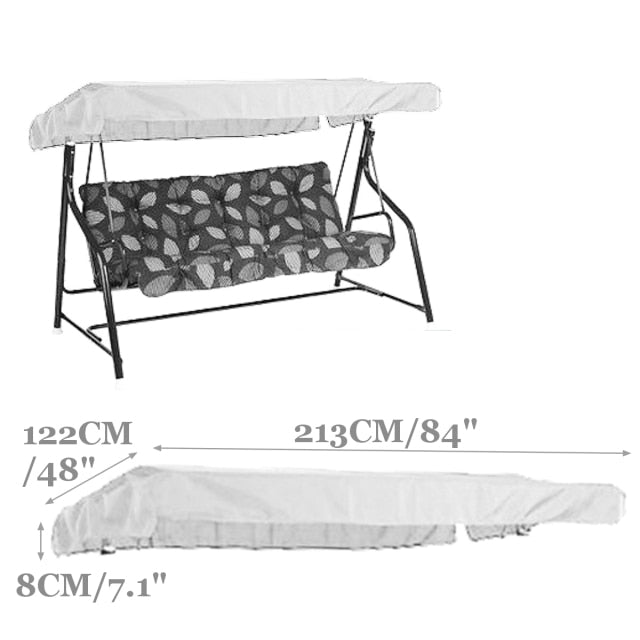 Garden Swing Chair Canopy Cover Shade Sail Waterproof Dust Anti UV Tent Chair Top Outdoor Canopy Replacement Courtyard 213X122cm
