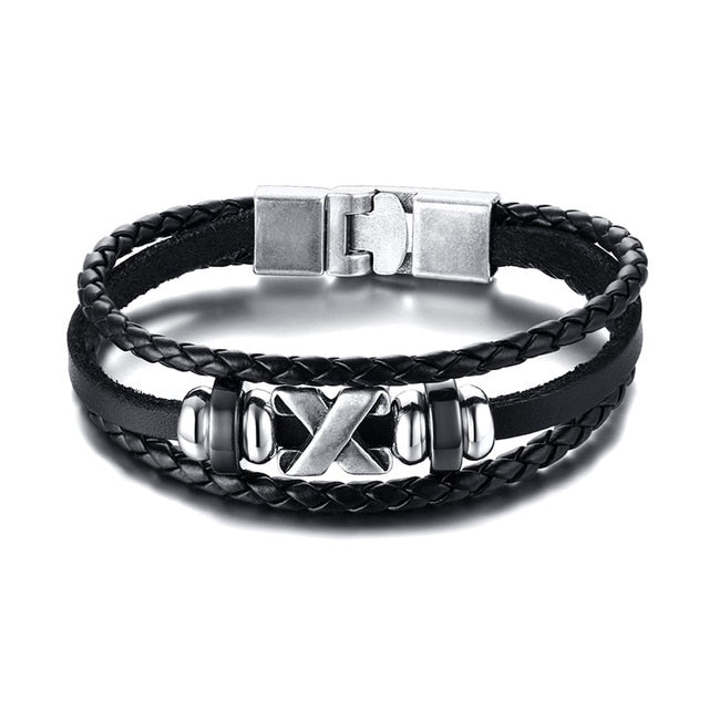 Vnox Lucky Vintage Men's Leather Bracelet Playing Cards Raja Vegas Charm Multilayer Braided Women Pulseira Masculina 7.87"