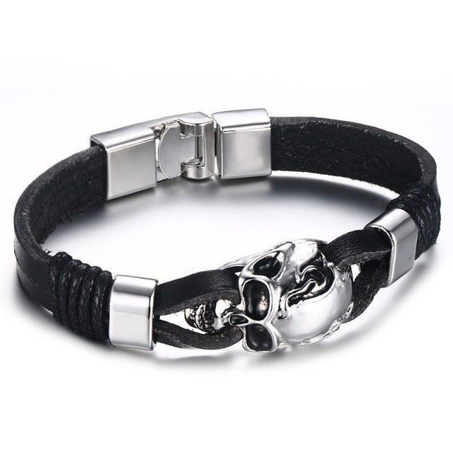 Vnox Lucky Vintage Men's Leather Bracelet Playing Cards Raja Vegas Charm Multilayer Braided Women Pulseira Masculina 7.87"