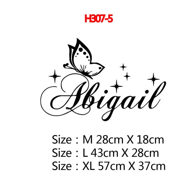 Personalized Custom Name Butterfly Wall Sticker Wallpaper For Nursery Kids Room Decoration Vinyl Stickers Bedroom Decals