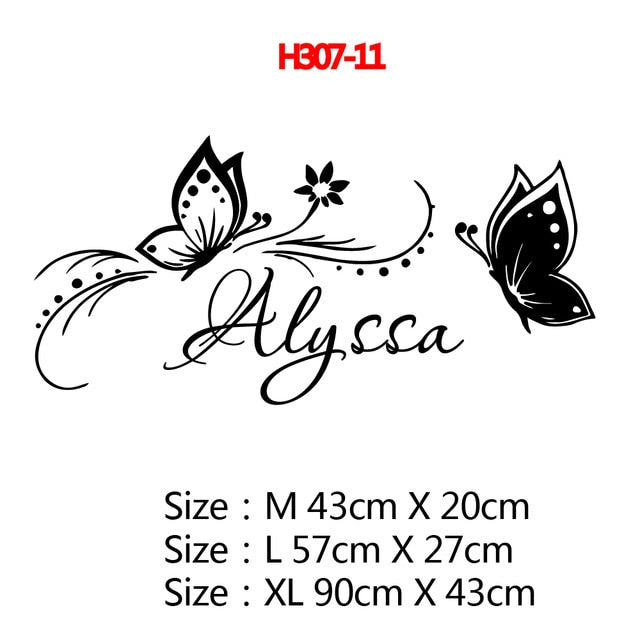 Personalized Custom Name Butterfly Wall Sticker Wallpaper For Nursery Kids Room Decoration Vinyl Stickers Bedroom Decals