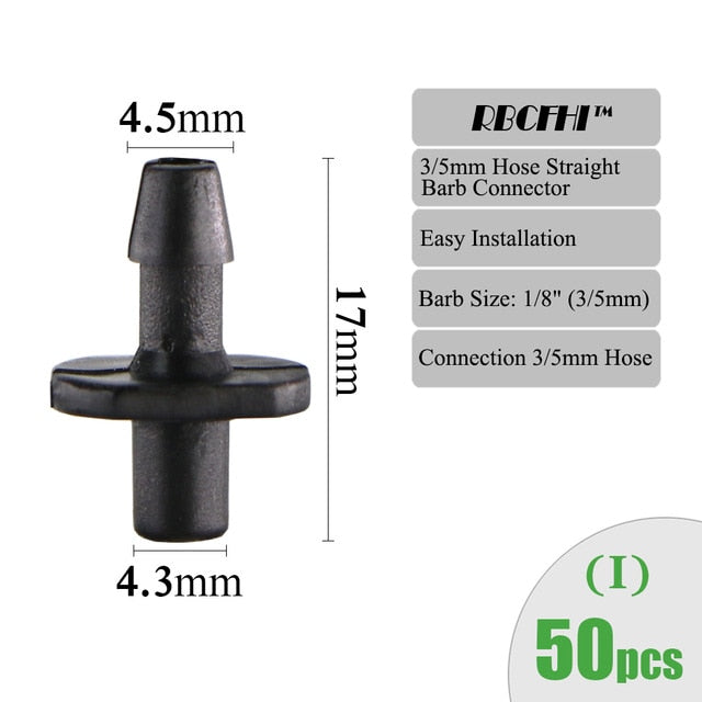 RBCFHI Garden Irrigation Connectors Barbed Single Double Tee Elbow Drip Arrow Cross Coupling Watering Fitting For 3/5 4/7mm Hose