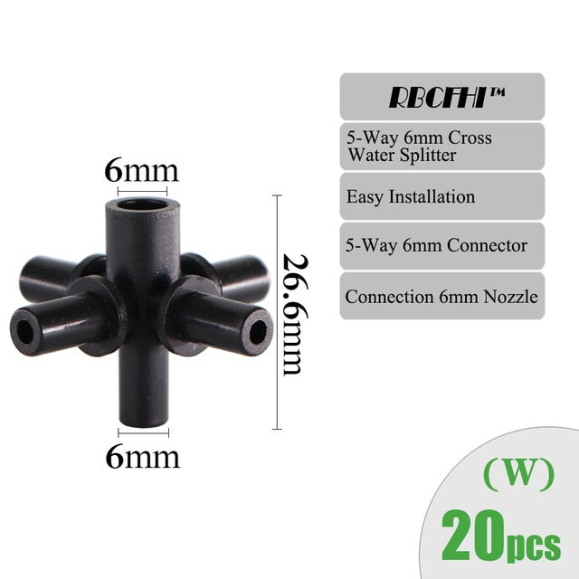 RBCFHI Garden Irrigation Connectors Barbed Single Double Tee Elbow Drip Arrow Cross Coupling Watering Fitting For 3/5 4/7mm Hose