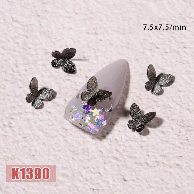 50 Pcs Metal Alloy Butterfly Design 3D Nail Art Decorations Charm Pixie Jewelry Gem Japanese Style Manicure Design Accessories