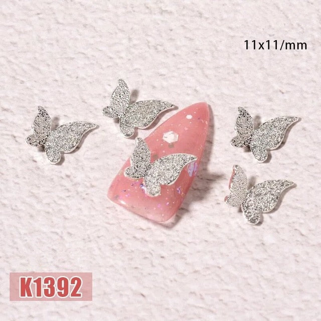 50 Pcs Metal Alloy Butterfly Design 3D Nail Art Decorations Charm Pixie Jewelry Gem Japanese Style Manicure Design Accessories