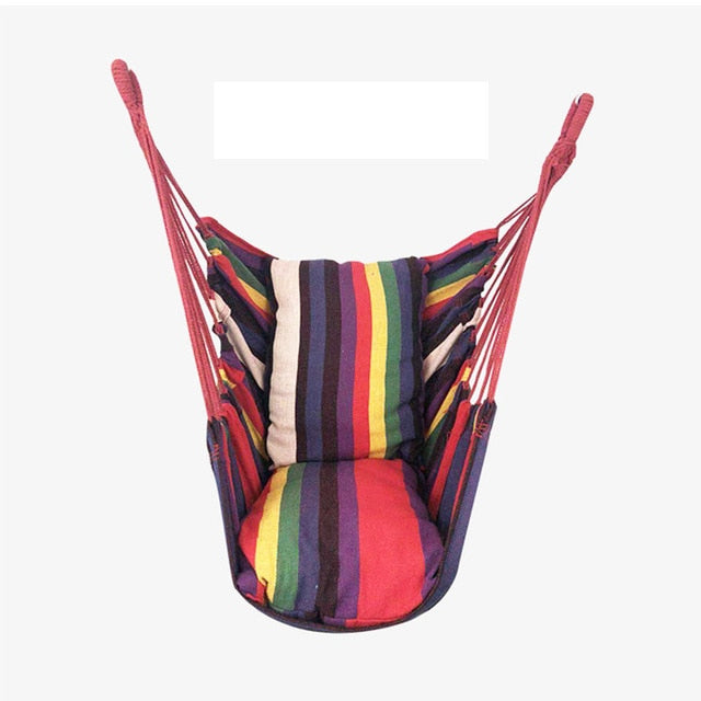 Portable Hammock Chair Hanging Rope Chair Swing Chair Seat with 2 Pillows for Garden Indoor Outdoor Fashionable Hammock Swings
