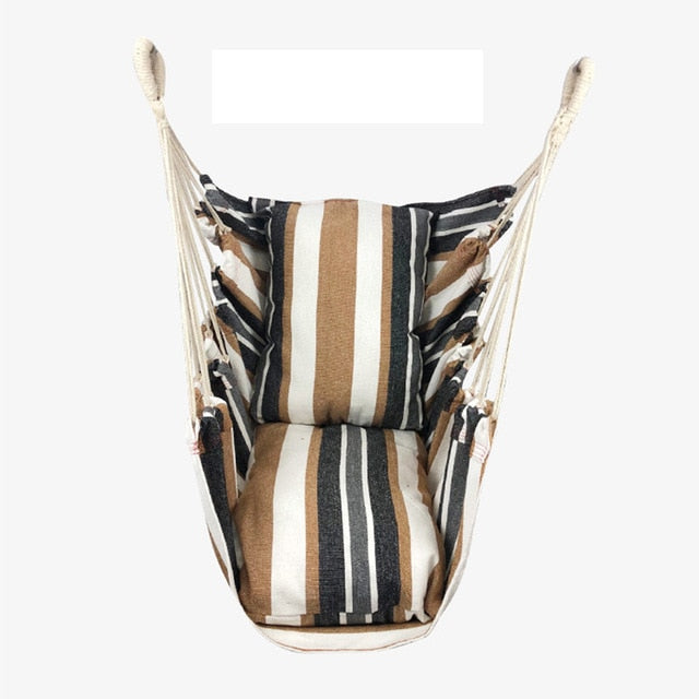 Portable Hammock Chair Hanging Rope Chair Swing Chair Seat with 2 Pillows for Garden Indoor Outdoor Fashionable Hammock Swings