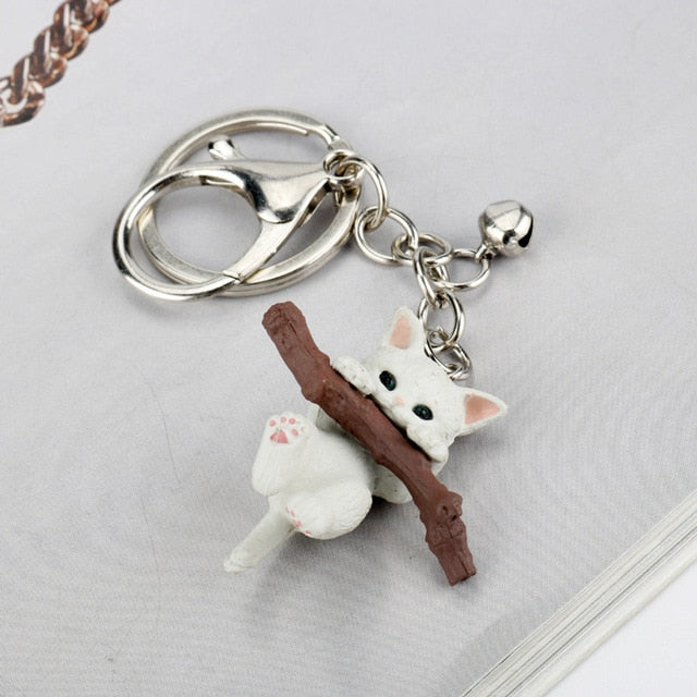 3D cat keychain cute key ring for women kitten lucky cat key chain key holder creative portachiavi chaveiro llaveros bag charm