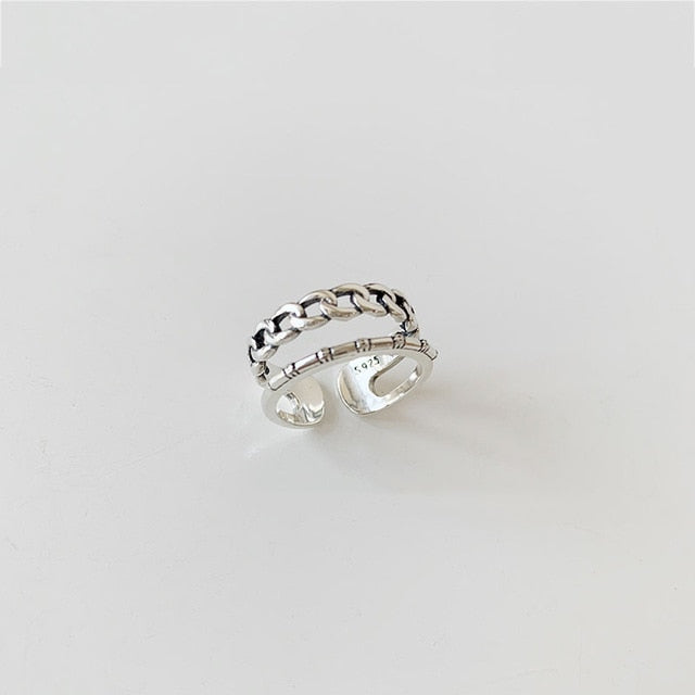 XIYANIKE Prevent Allergy 925 Sterling Silver Rings Vintage Simple Love Chain Finger Jewelry for Women Couple Party Accessories