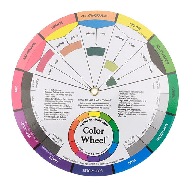 1PCS 12 Colors Tattoo Pigment Color Wheel Paper Card Supplies Three-tier Mix Guide Central Circle Rotate Nail Tattoo Accessories