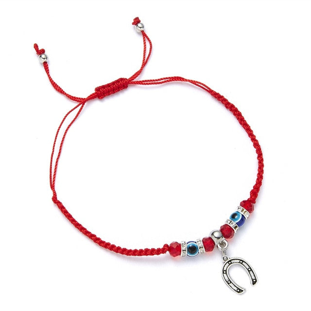 Rinhoo Lucky Red String Thread Hamsa Pendant Bracelet Blue Turkish Evil Eye Charm for Women Men Handmade Friendship Jewelry Gift