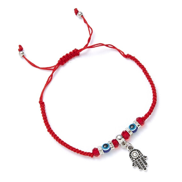 Rinhoo Lucky Red String Thread Hamsa Pendant Bracelet Blue Turkish Evil Eye Charm for Women Men Handmade Friendship Jewelry Gift