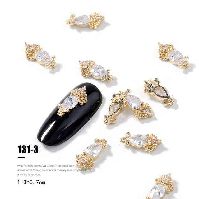 2pieces 3D metal Zircon Nail art jewelry japanese nail decorations top quality zircon crystal manicure zircon diamond charms