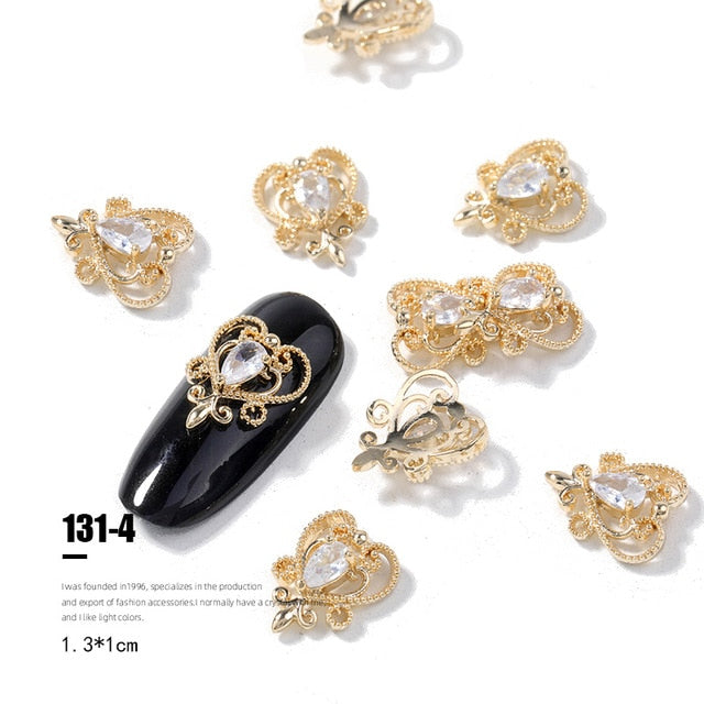 2pieces 3D metal Zircon Nail art jewelry japanese nail decorations top quality zircon crystal manicure zircon diamond charms