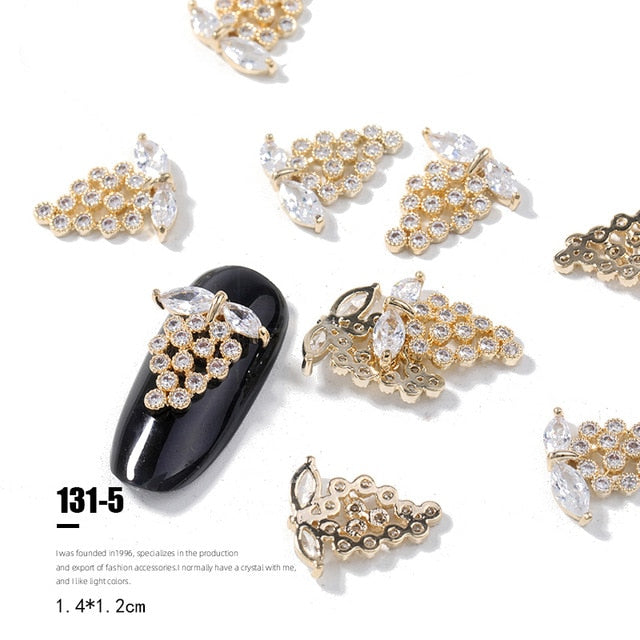 2pieces 3D metal Zircon Nail art jewelry japanese nail decorations top quality zircon crystal manicure zircon diamond charms
