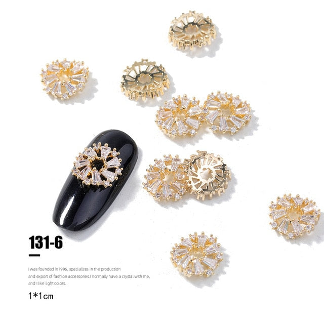 2pieces 3D metal Zircon Nail art jewelry japanese nail decorations top quality zircon crystal manicure zircon diamond charms