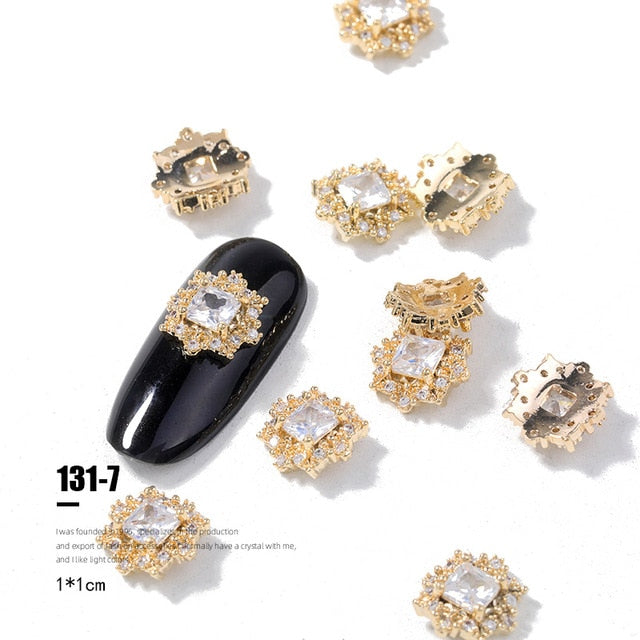 2pieces 3D metal Zircon Nail art jewelry japanese nail decorations top quality zircon crystal manicure zircon diamond charms