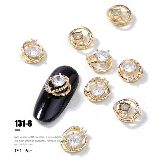 2pieces 3D metal Zircon Nail art jewelry japanese nail decorations top quality zircon crystal manicure zircon diamond charms