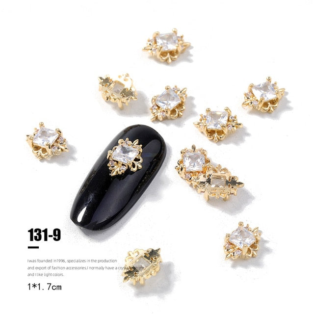2pieces 3D metal Zircon Nail art jewelry japanese nail decorations top quality zircon crystal manicure zircon diamond charms