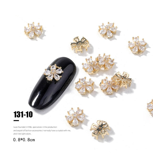 2pieces 3D metal Zircon Nail art jewelry japanese nail decorations top quality zircon crystal manicure zircon diamond charms