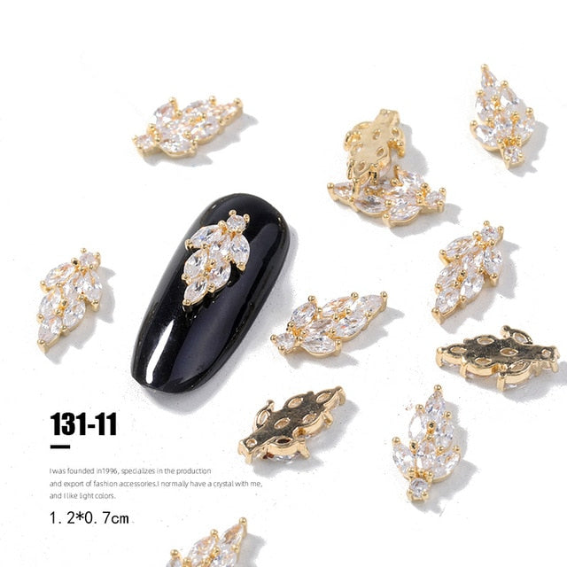 2pieces 3D metal Zircon Nail art jewelry japanese nail decorations top quality zircon crystal manicure zircon diamond charms