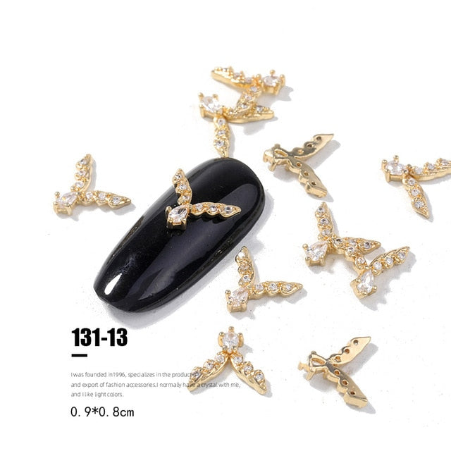 2pieces 3D metal Zircon Nail art jewelry japanese nail decorations top quality zircon crystal manicure zircon diamond charms