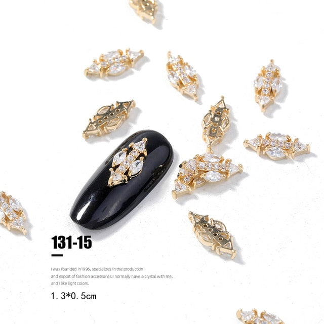 2pieces 3D metal Zircon Nail art jewelry japanese nail decorations top quality zircon crystal manicure zircon diamond charms