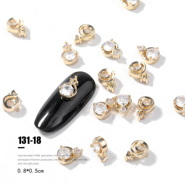 2pieces 3D metal Zircon Nail art jewelry japanese nail decorations top quality zircon crystal manicure zircon diamond charms