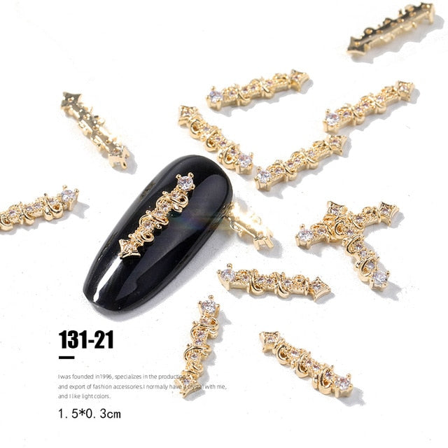 2pieces 3D metal Zircon Nail art jewelry japanese nail decorations top quality zircon crystal manicure zircon diamond charms