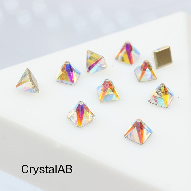30pcs nail art rhinestone flat bottom strass 4mm square conical for 3D nail DIY decorative repair supplies Free shipping