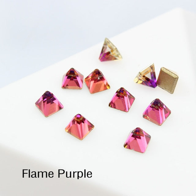 30pcs nail art rhinestone flat bottom strass 4mm square conical for 3D nail DIY decorative repair supplies Free shipping