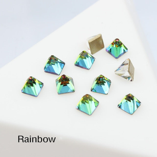 30pcs nail art rhinestone flat bottom strass 4mm square conical for 3D nail DIY decorative repair supplies Free shipping