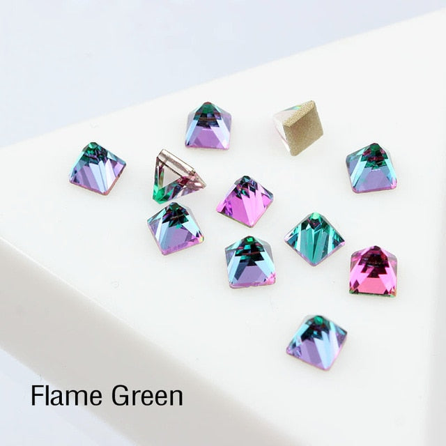 30pcs nail art rhinestone flat bottom strass 4mm square conical for 3D nail DIY decorative repair supplies Free shipping