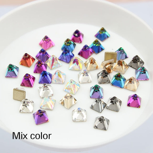 30pcs nail art rhinestone flat bottom strass 4mm square conical for 3D nail DIY decorative repair supplies Free shipping