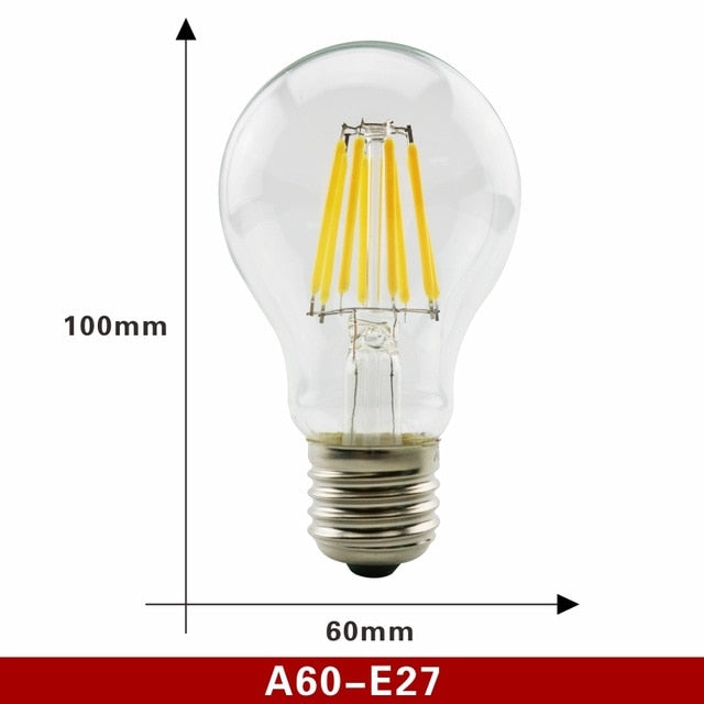 E27 E14 Retro Edison LED Filament Bulb Lamp 220V-240V Light Bulb C35 G45 A60 ST64 G80 G95 G125 Glass Bulb Vintage Candle Light