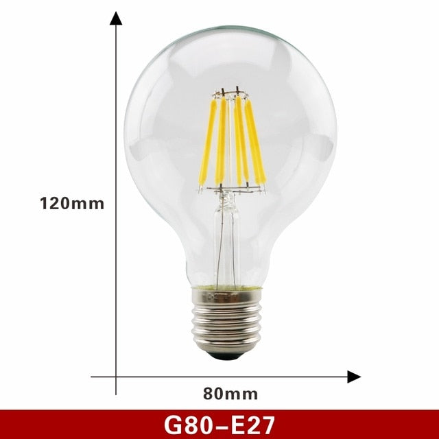E27 E14 Retro Edison LED Filament Bulb Lamp 220V-240V Light Bulb C35 G45 A60 ST64 G80 G95 G125 Glass Bulb Vintage Candle Light