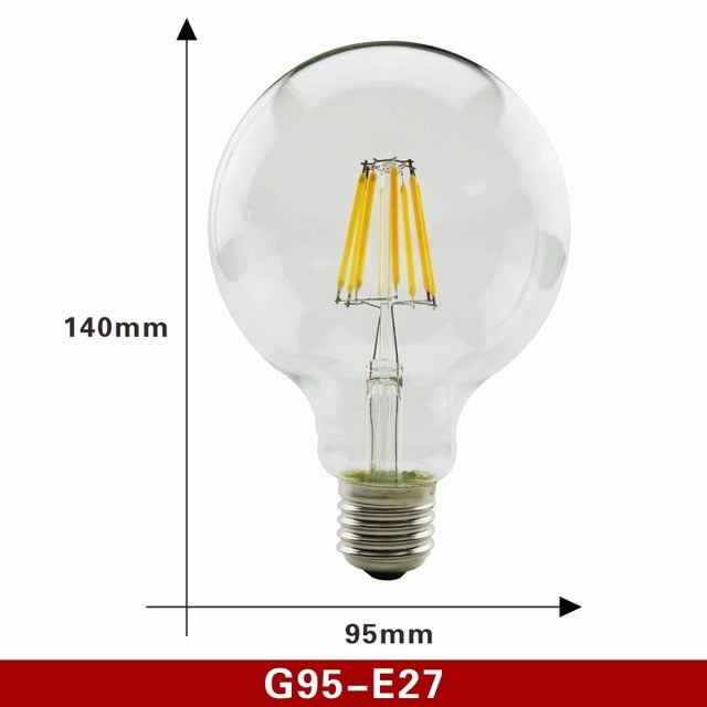 E27 E14 Retro Edison LED Filament Bulb Lamp 220V-240V Light Bulb C35 G45 A60 ST64 G80 G95 G125 Glass Bulb Vintage Candle Light