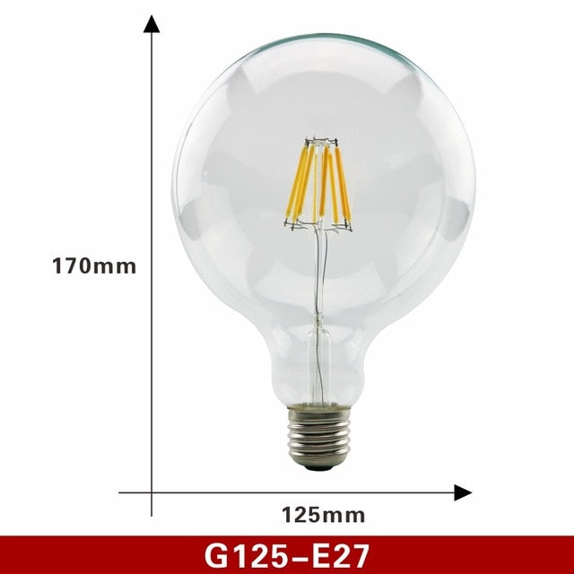 E27 E14 Retro Edison LED Filament Bulb Lamp 220V-240V Light Bulb C35 G45 A60 ST64 G80 G95 G125 Glass Bulb Vintage Candle Light