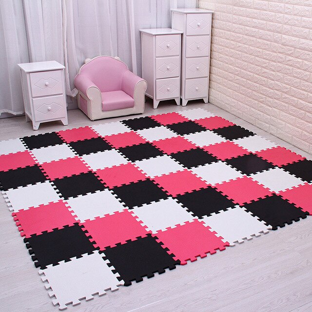 MQIAOHAM Baby EVA Foam Play Puzzle Mat 18pcs/lot Black and White Interlocking Exercise Tiles Floor Carpet And Rug for Kids Pad