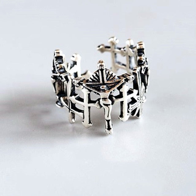 High Quality Fashion 925 Sterling Silver Geometric Layer Smile Face Adjustable Rings For Women Wholesale Jewelry