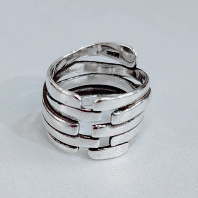 High Quality Fashion 925 Sterling Silver Geometric Layer Smile Face Adjustable Rings For Women Wholesale Jewelry