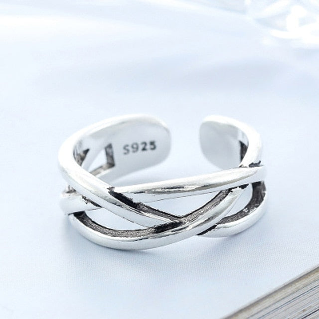 High Quality Fashion 925 Sterling Silver Geometric Layer Smile Face Adjustable Rings For Women Wholesale Jewelry