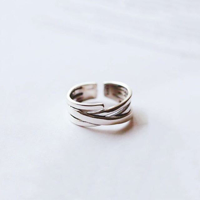 High Quality Fashion 925 Sterling Silver Geometric Layer Smile Face Adjustable Rings For Women Wholesale Jewelry