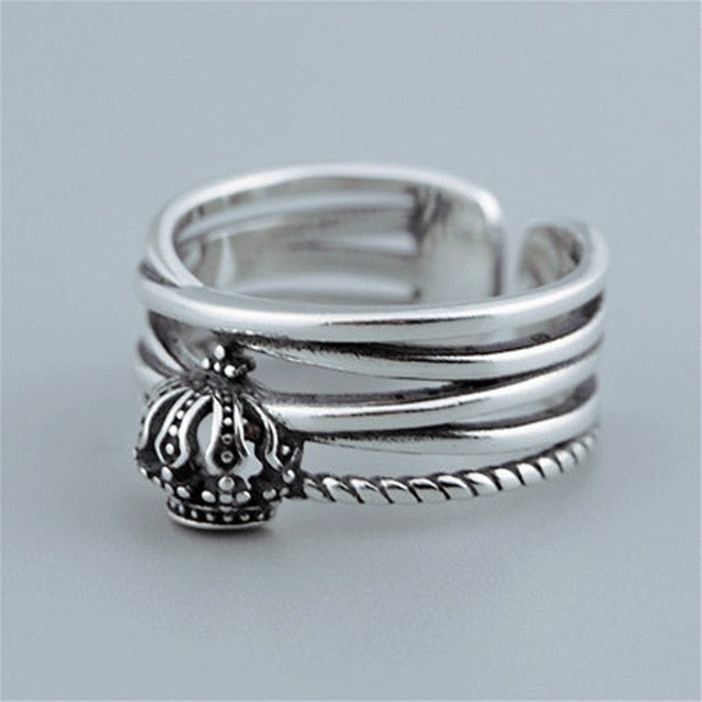 High Quality Fashion 925 Sterling Silver Geometric Layer Smile Face Adjustable Rings For Women Wholesale Jewelry