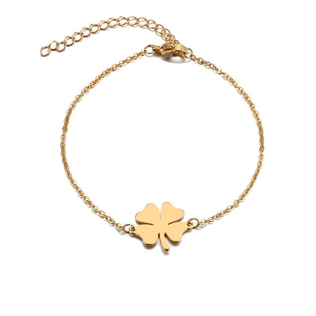 DOTIFI For Women Stainless Steel Bracelet Lucky Clover Gold and Silver Color Pulseira Feminina Lover Engagement Jewelry
