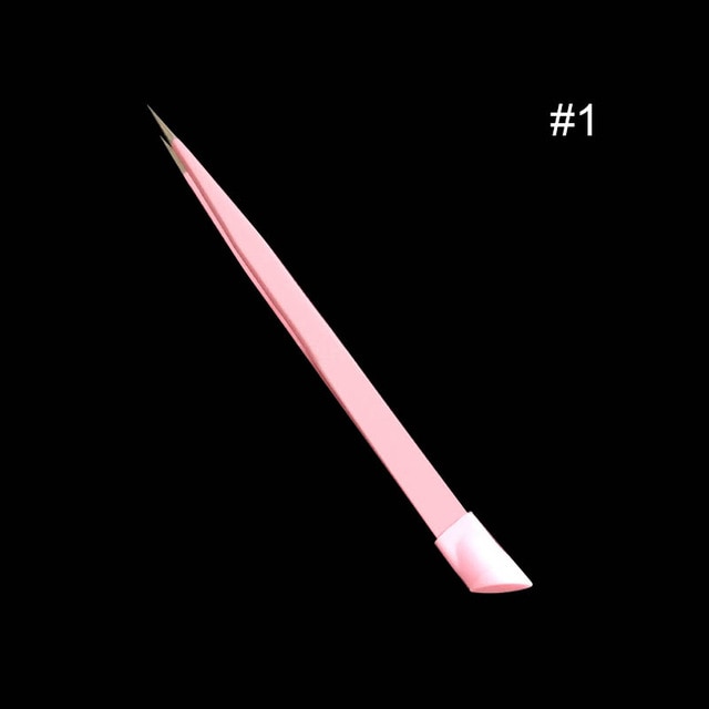 1pc 2 heads Straight Nail Tweezers with Silicone Pressing Head for 3D Sticker Rhinestones Water Sticker Picker Metal Nails Tools