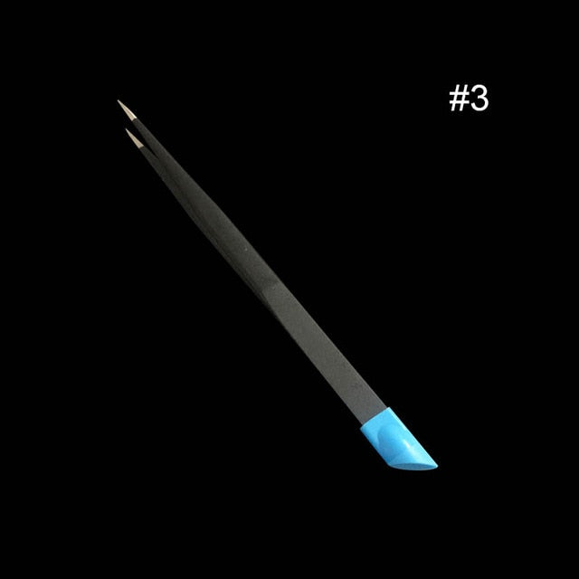 1pc 2 heads Straight Nail Tweezers with Silicone Pressing Head for 3D Sticker Rhinestones Water Sticker Picker Metal Nails Tools