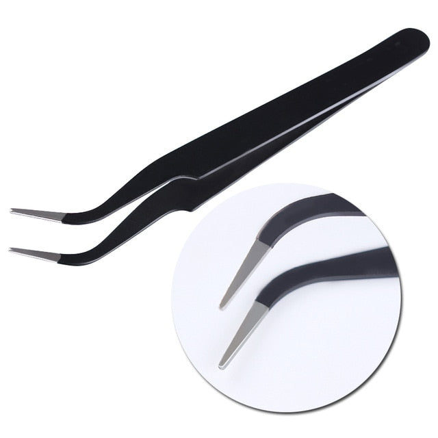 1pc 2 heads Straight Nail Tweezers with Silicone Pressing Head for 3D Sticker Rhinestones Water Sticker Picker Metal Nails Tools
