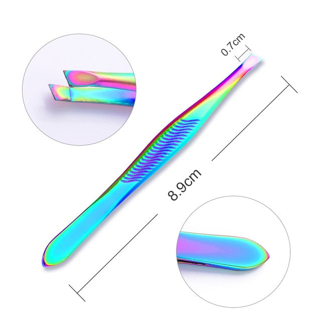 1pc 2 heads Straight Nail Tweezers with Silicone Pressing Head for 3D Sticker Rhinestones Water Sticker Picker Metal Nails Tools