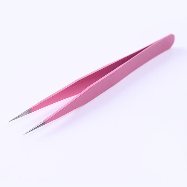 1pc 2 heads Straight Nail Tweezers with Silicone Pressing Head for 3D Sticker Rhinestones Water Sticker Picker Metal Nails Tools